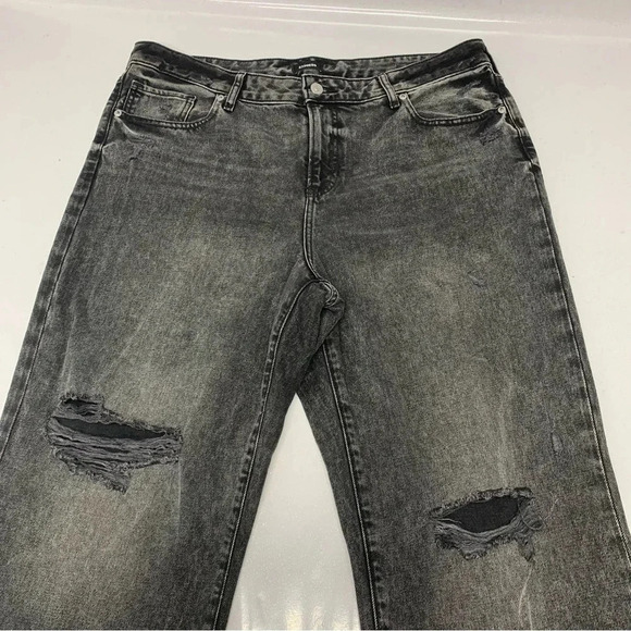 Express Jeans 90s Ankle‎ Boot Woman 14  Black Fade Distressed All Cotton Boho - Picture 6 of 12